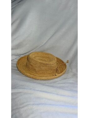 Scala Natural Straw Medium Brim Sun Hat with Bow Accent